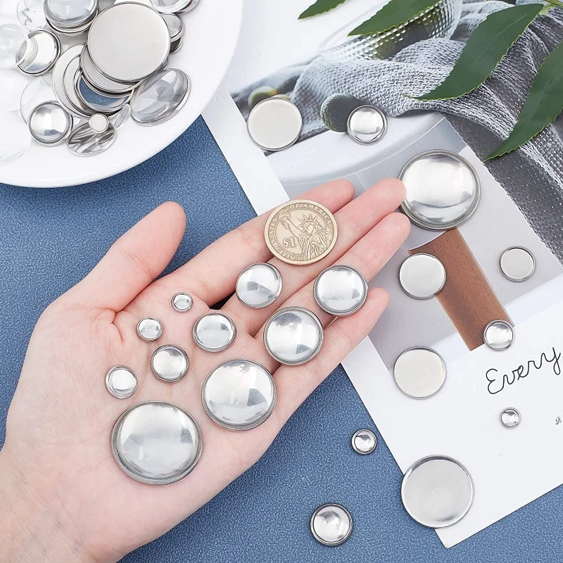 50PC Round Trays Stainless Steel Plain Edge Bezel Cups Cabochons Settings for Jewelry Making DIY Findings Stainless Steel Color