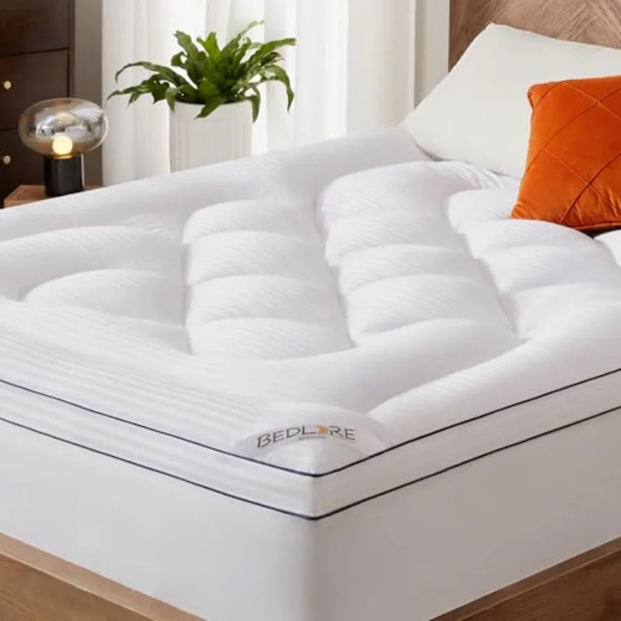 

Mattress Topper Thick Pillow Top Pad for Back Pain Relief Cooling Soft Mattress Cover with Deep Pockets 6-18 inch