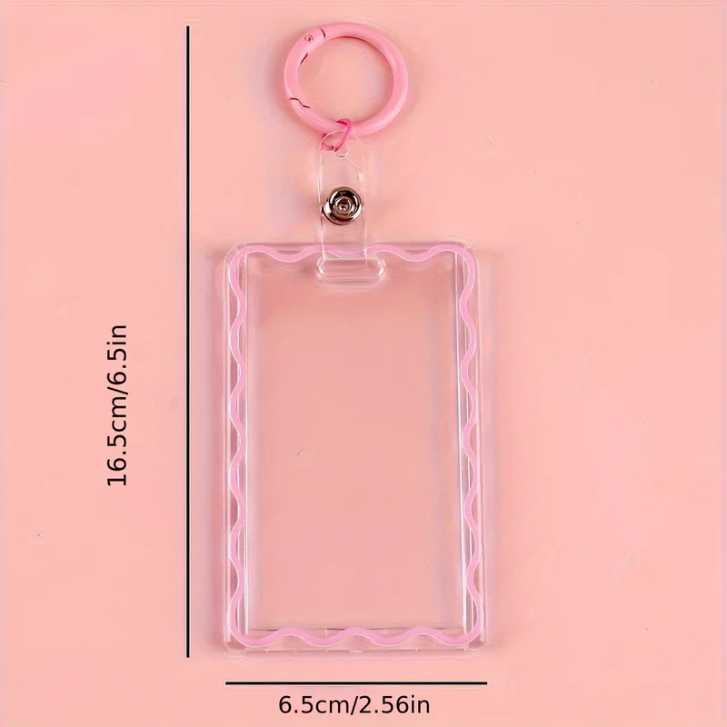 1pc Card Holder And 1pc Key Ring Transparent Creative Acrylic Card Holder Student Campus Card Meal Card Protective Cover