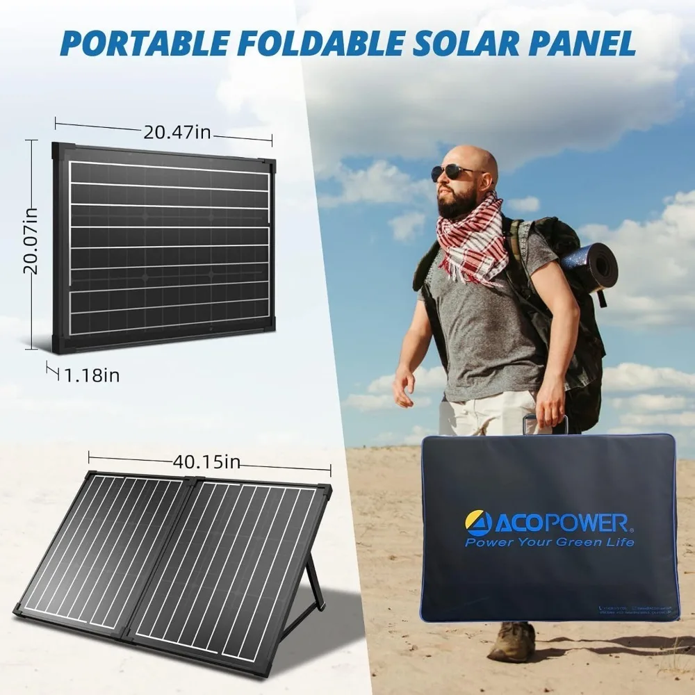 100Watt 12 Volt Portable Solar Panel with Waterproof 20A Charger Controller Foldable Solar Panel Kit Monocrystalline for Camping