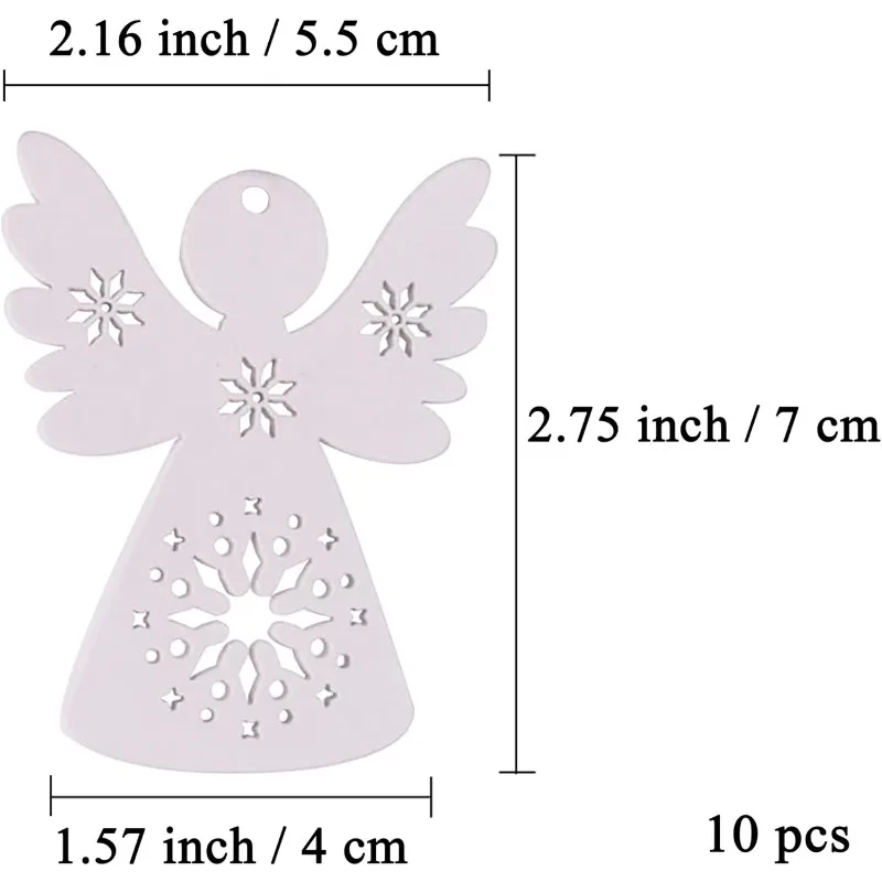 10 قطع من زخارف الملاك الخشبية، زينة شجرة عيد الميلاد، ديكور المنزل، مجموعة الحرف اليدوية المعلقة، مشروع الطلاء بنفسك