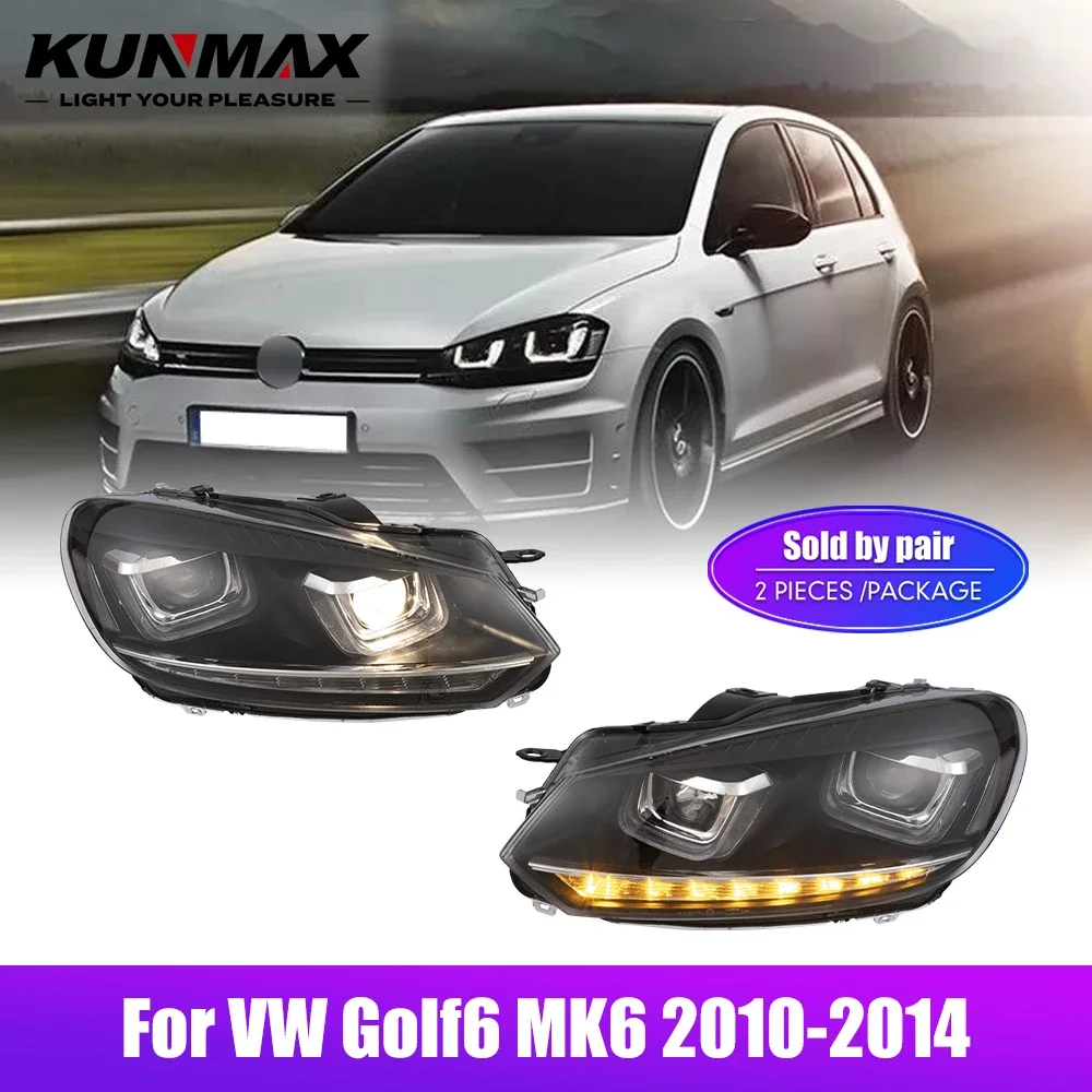2 szt. Lampy przednie do stylizacji samochodu VW Golf6 MK6 2010-2014 LED Reflektory Światła do jazdy dziennej DRL Lampy sygnalizacyjne Akcesoria samochodowe