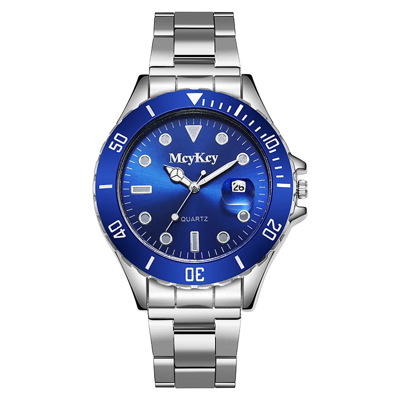 Luxo marca superior relógio masculino prata aço inoxidável negócios calendário luminoso à prova dwaterproof água digital relógios de pulso quartzo relogio