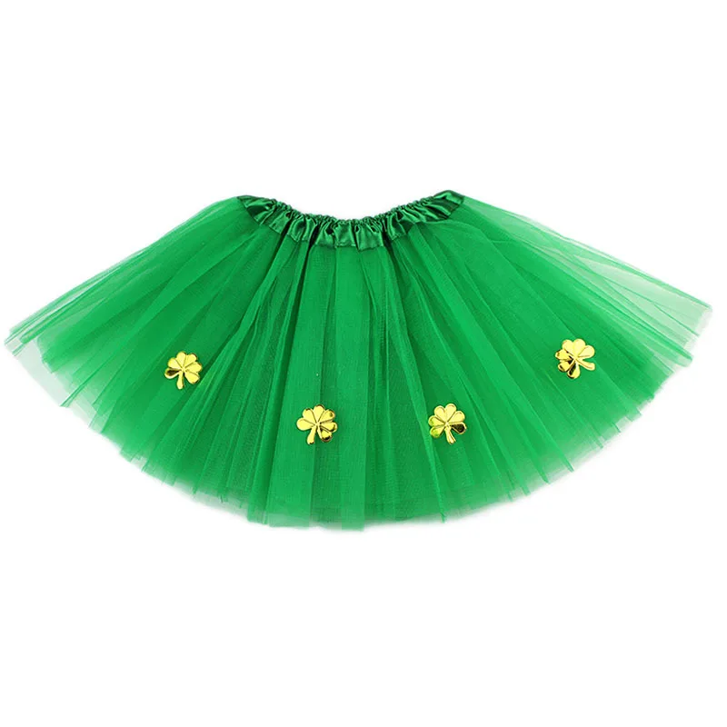 Green Fluffy Skirt for Kids and Adults Women Sexy Short Dress Clover Cosplay Fairy Costume Irish Festival Saint Patrick'S Day