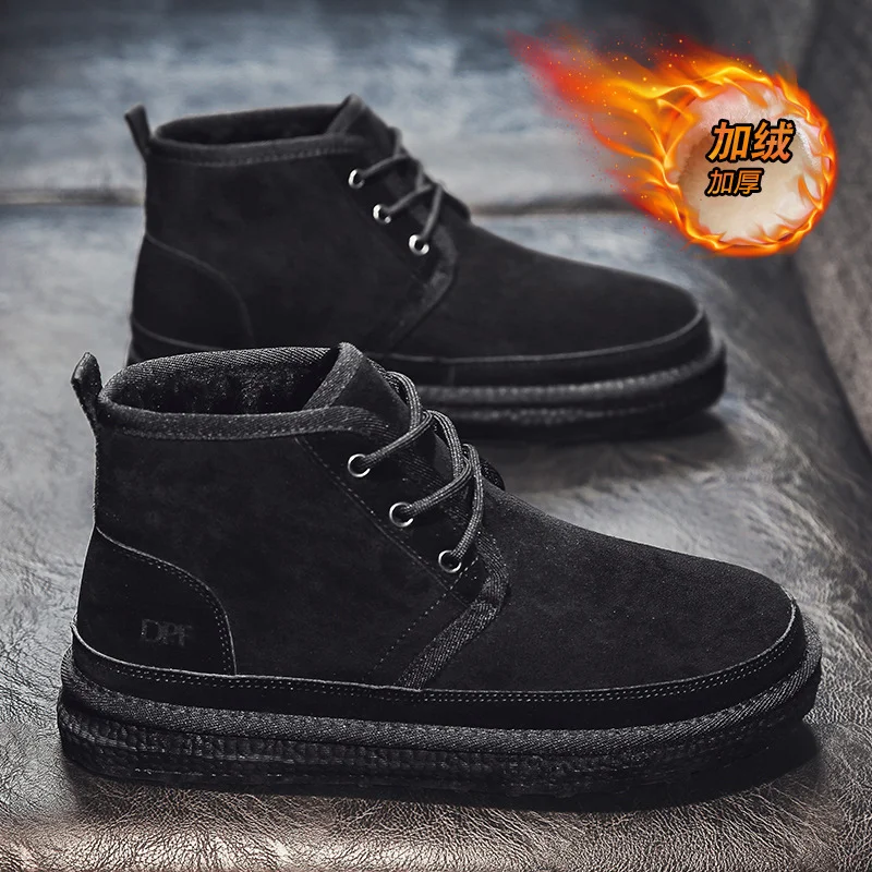 

Men's Winter Thickened Fleece Lined Snow Boots Anti-slip Cotton Shoes Cold Resistant Warm Outdoor Booties for Youth And Adults