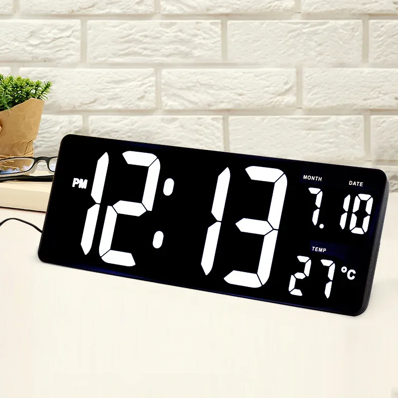 Living room wall watch large screen digital electronic wall clock luminous perpetual calendar clock creative desk clock