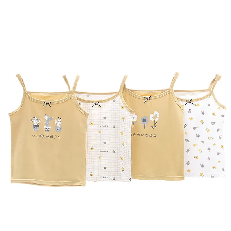 3pcs Children Undershirt Girls Cute Design Singlet Cotton Underwear Tank Soft  Breathable Tank Tops for Baby Girl Size 110-150