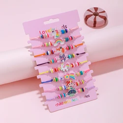8Pcs/set Unicorn Rainbow Cat Adjustable Cord Rope Best Friend BFF Bracelets for Women Girls Besties Jewelry Friendship Gifts
