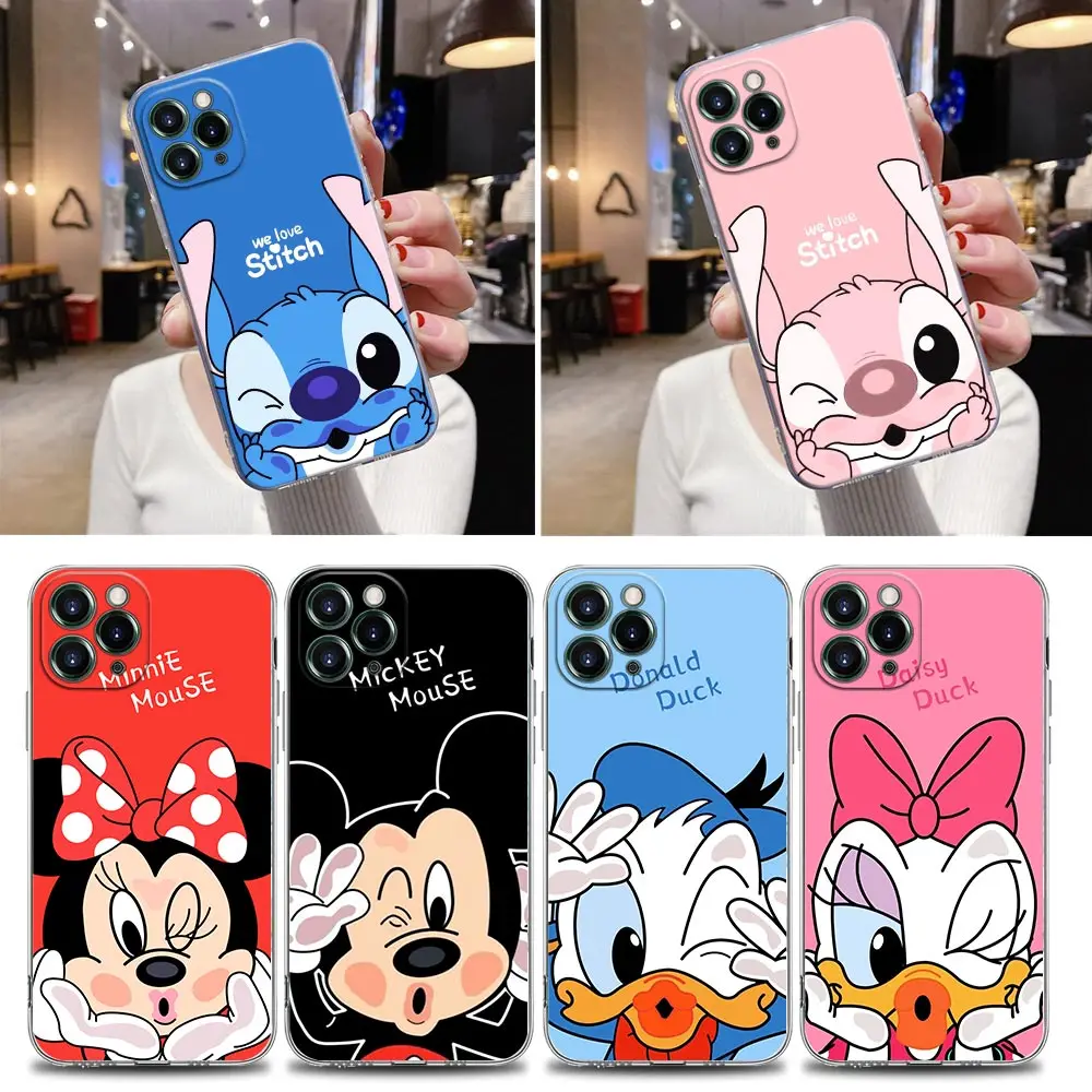

Stitch Mickey Minnie Mouse Clear Case For iPhone 16 15 14 13 12 11 Pro Max Mini X 7 8 Plus Cover For iphone 16 Pro Case Silicone