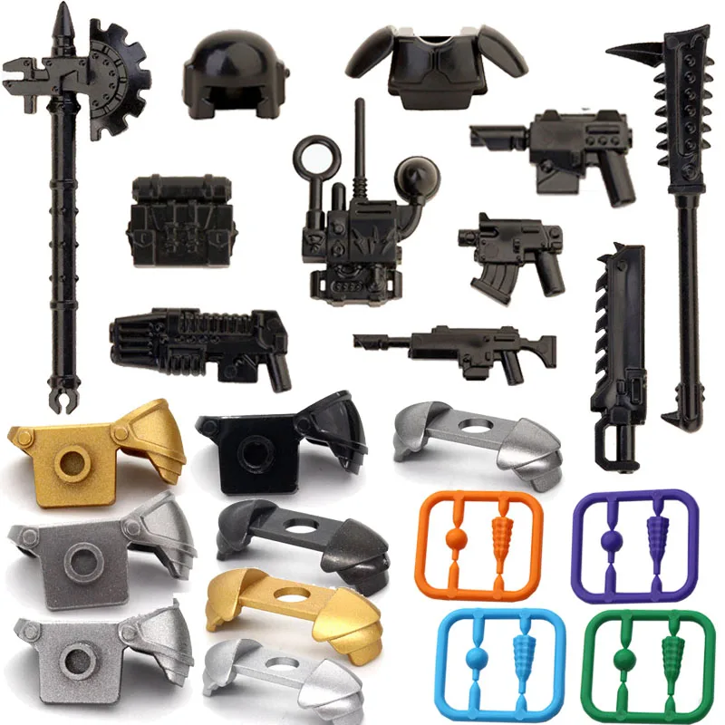 MOC Medieval Accessories Building Blocks Military Soldiers Shoulders Armor Blaster Helmets Weapons War Bricks Children Toys B038