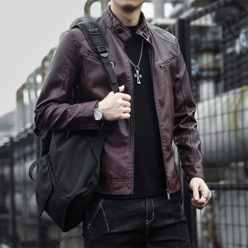 

Утепленная куртка из искусственной кожи на флисовой подкладке для мужчин, новинка 2024 года, ветрозащитная кожаная куртка для мотоциклистов, молодежная стильная модель