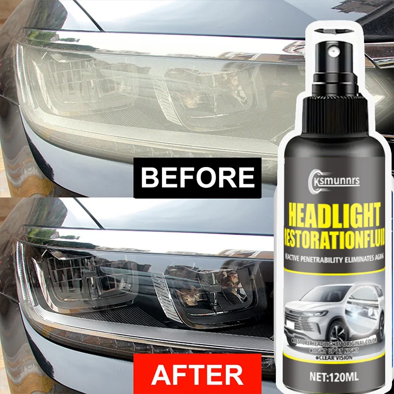 Semprotan Restorasi Lampu Depan Barang Baru: Lapisan Keramik, Teknologi Self-Leveling, Kering dalam 5 Menit, Anti-Menguning & Pelindung UV (120ml)