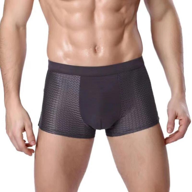 Men\'s Bamboo Underpants Men Summer Mesh Boxershorts Breathable Hombre Hole Soft Sexy Panties Male Boxer Shorts