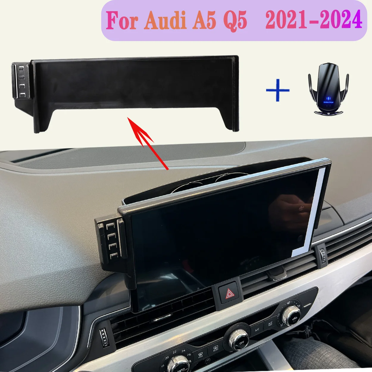 Suporte Especial para Telefone para Audi A5 Q5 2021-2024, Suporte para Celular com Tela de 10.1", Acessórios de Carregamento Sem Fio