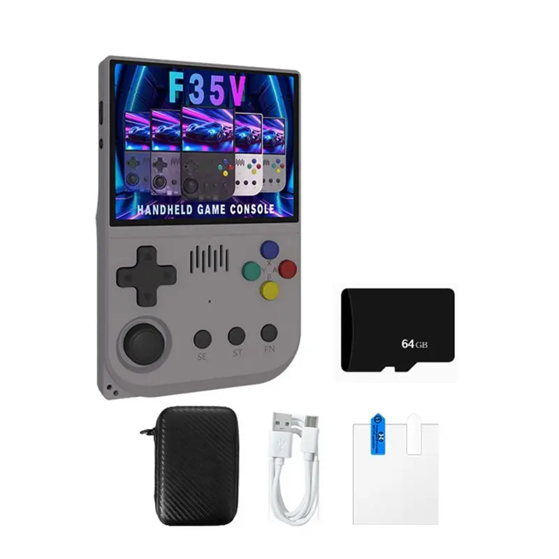 AA60-F35V 3.5 Inch Retro Arcade Game Console Open Source Linux System 64G Storage 30+ Emulator Support Including PSP