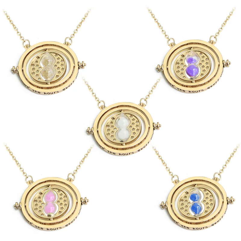 Fashion High Quality Rotating Hour Necklace Glass Hourglass Pendant Hot Delicate Movie Vintage Jewelry Gift Wholesale 20pcs/lot