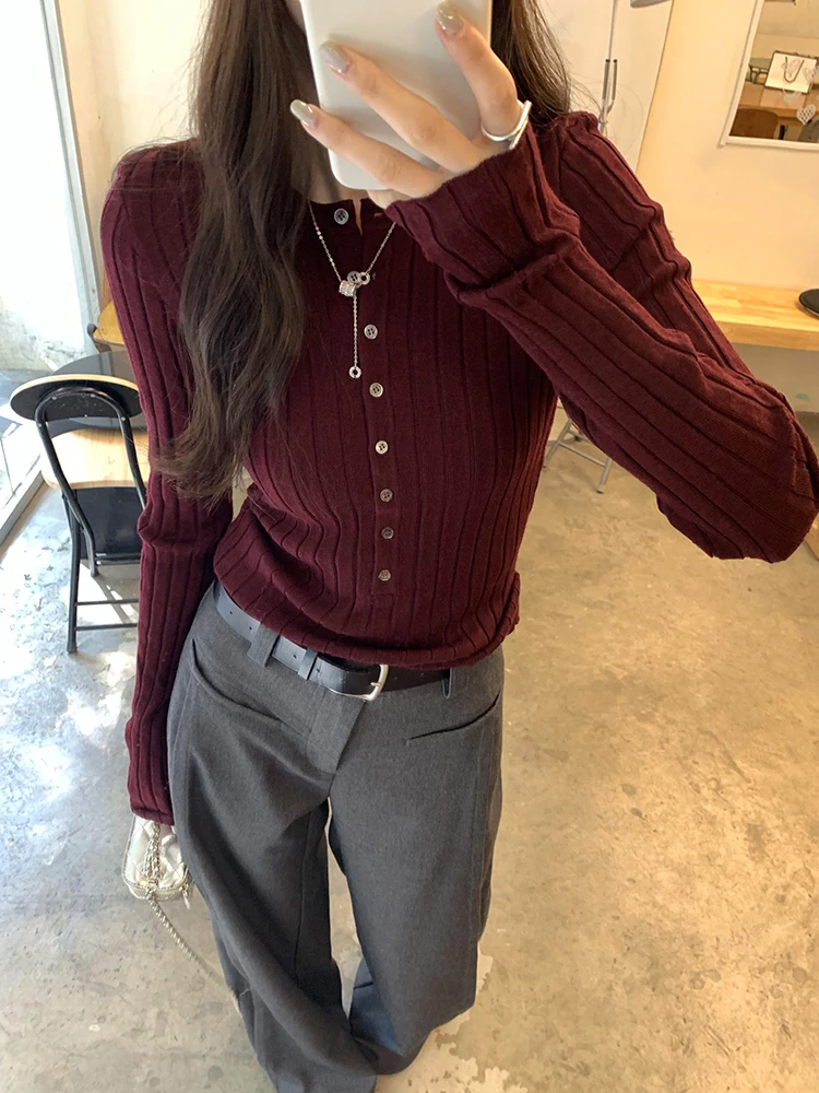 

Облегающий вязаный женский осенне-зимний модный свитер Henry Base irt, внутренняя одежда, универсальный, удобный, средний вес