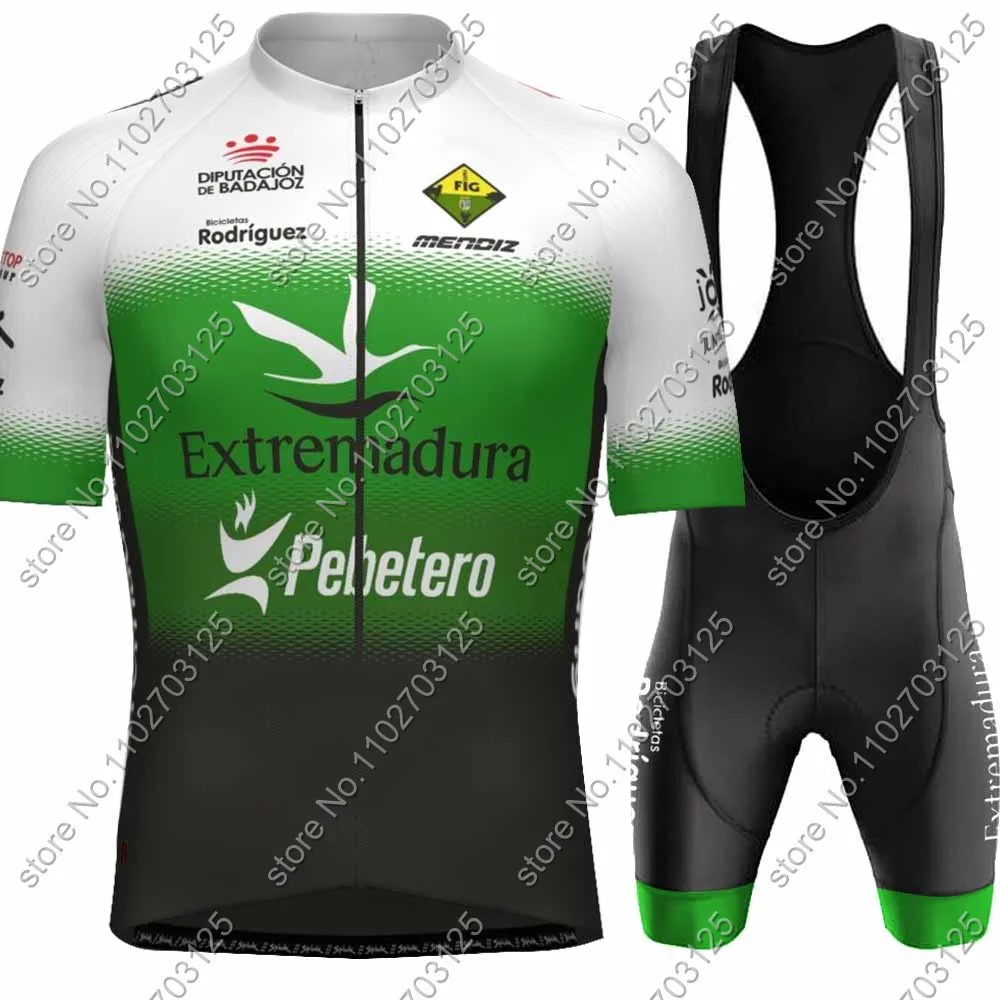 Extremadura Pebetero 2024 Cycling Jersey Set Short Sleeve Green Spain Clothing Road Bike Shirts Suit Bicycle Shorts MTB Maillot