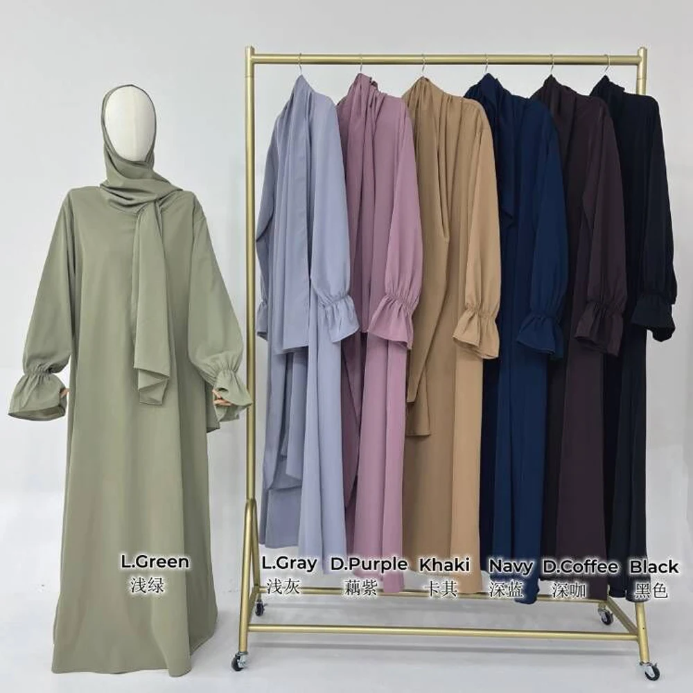 2024 Spring Muslim Modest Dress for Women Eid Arabic Femme Hijab Abaya Dubai 2 Pieces Islamic Long Sleeve Turkey Robe clothing