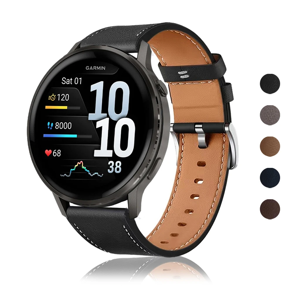 Кожаный ремешок 20/22 мм для Garmin Venu 4 3 2/Vivoactive 6 5 4 3, винтажный ремешок Forerunner 570 165 245 255 645, музыкальный браслет Correa