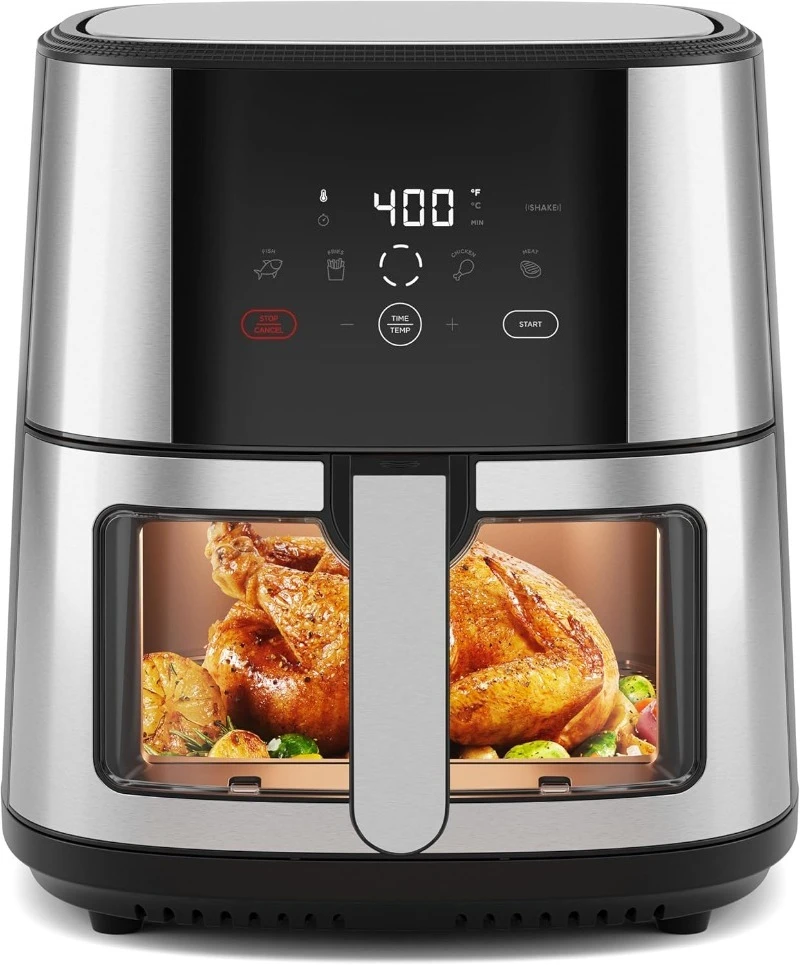

Easy-View Air Fryer – 8 Qt Family Size with Viewing Window, One-Touch Digital Control with 4 Presets