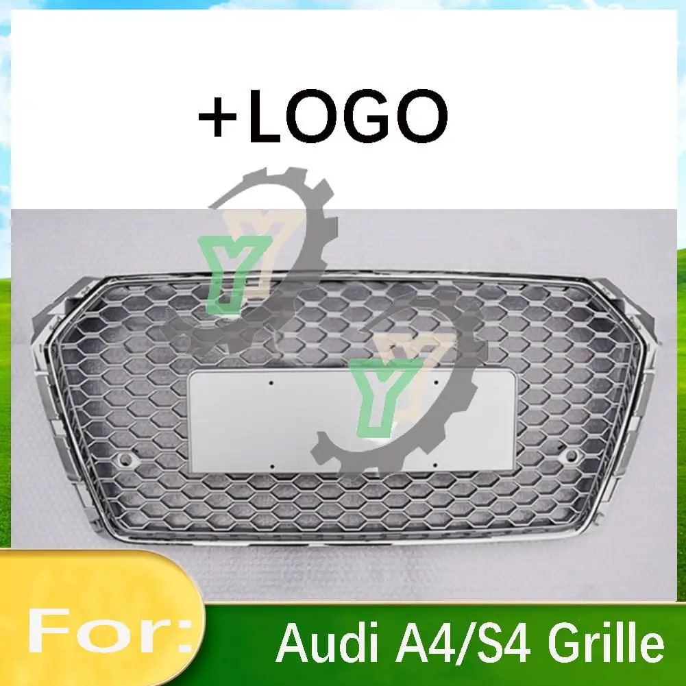 

For Audi A4/S4 2017 2018 2019 Car Front Bumper Grille Centre Panel Styling Upper Grill (Modify For RS4 style)