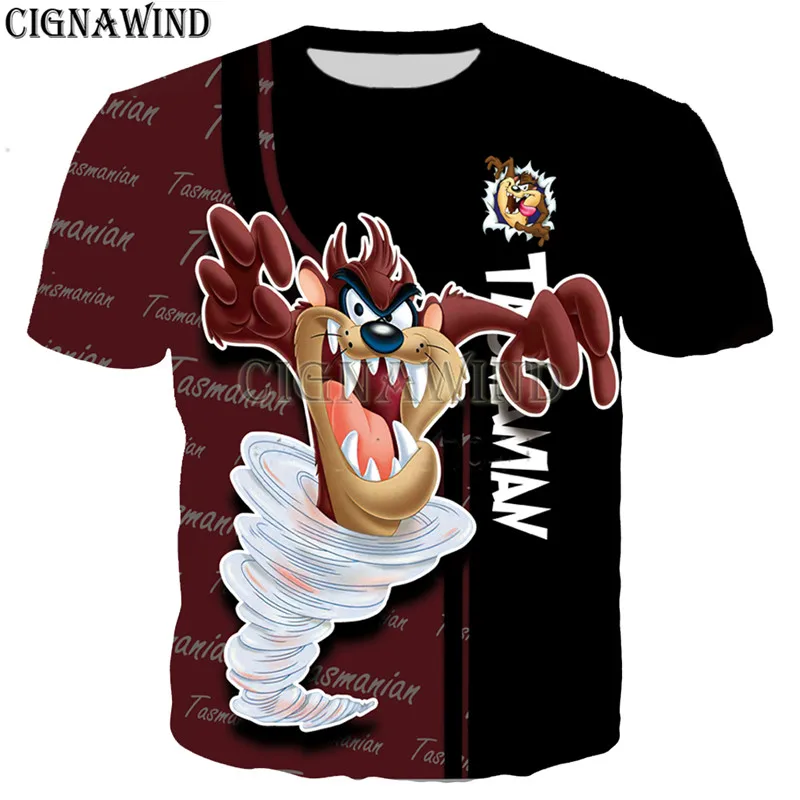 تي شيرت تسمانيا الشيطان عالي الجودة للرجال/النساء تي شيرت مطبوع ثلاثي الأبعاد تي شيرت هاراجوكو نمط هوديس/بلوزات/سترة صيفية