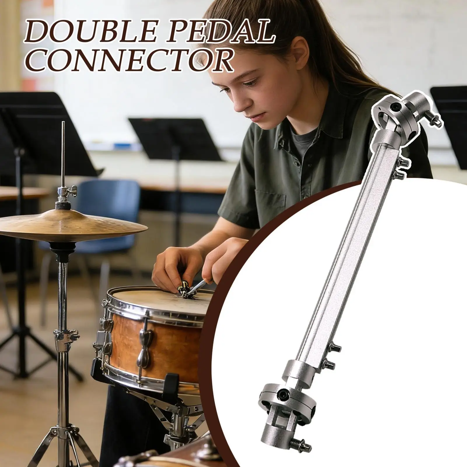 

Разъем для барабанной педали, стержень для ударных инструментов, сплав, двойной удар, разъем для педали барабана для студийной записи, практика барабана, удар