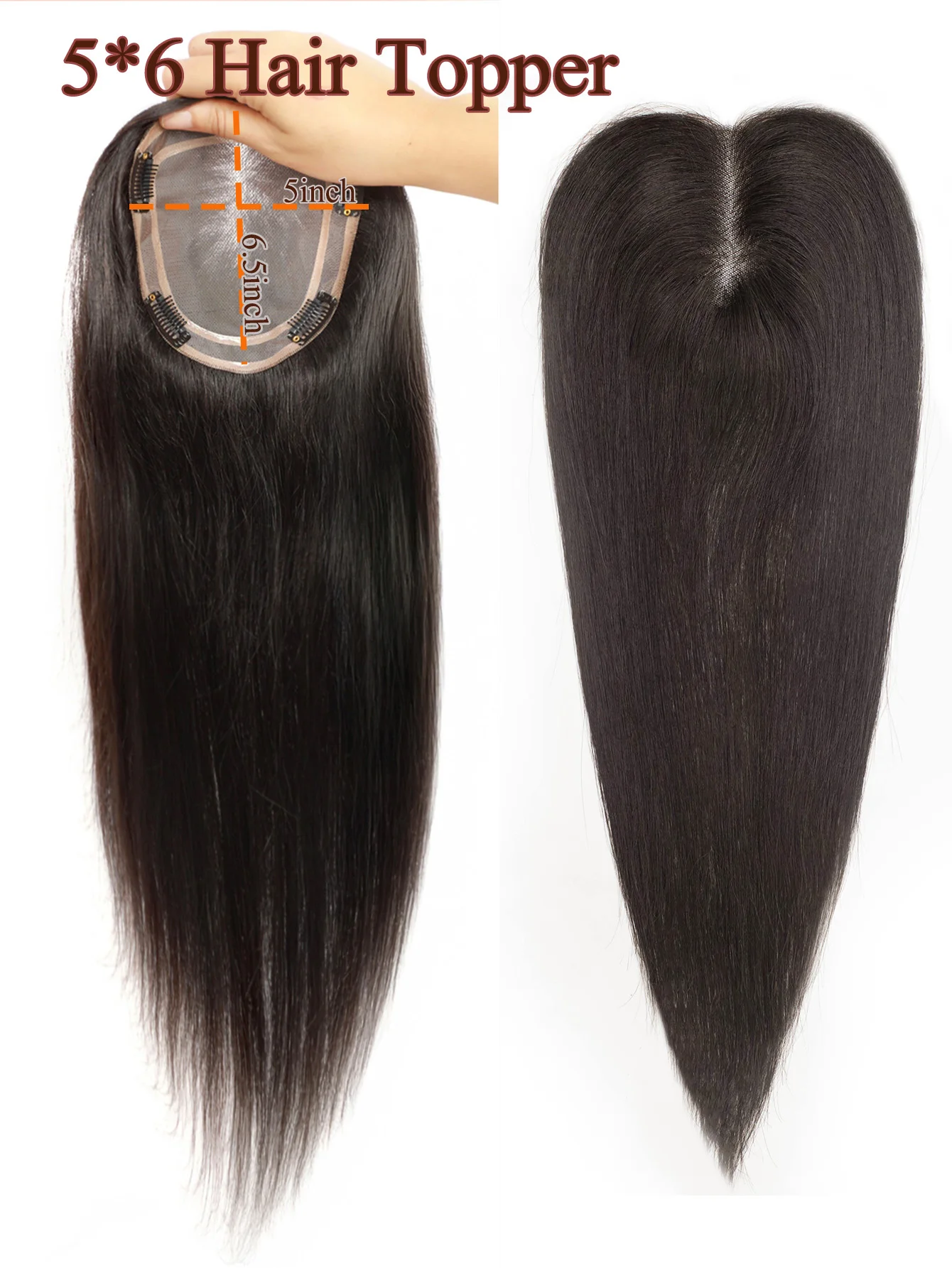 شعر بشري حقيقي 100% للنساء مشبك في قطع الشعر الحقيقية، قاعدة أحادية قابلة للتنفس لتغطية الشعر الرمادي الرقيق 1B أسود #4