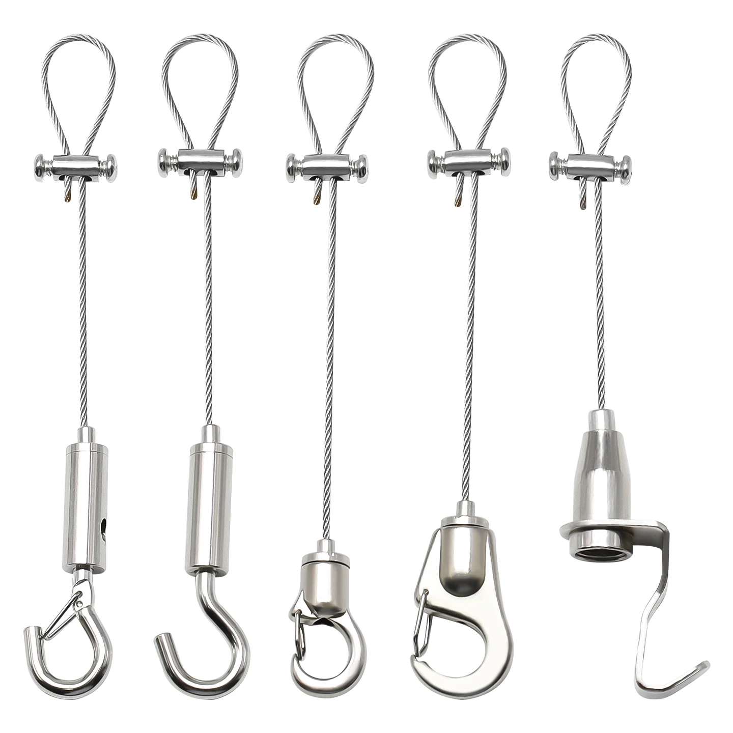 Picture 3: 4PCS The hanging kit is suitable for 1.5mm steel cable ropes, adjustable metal hooks, and can support up to 40kg of weight