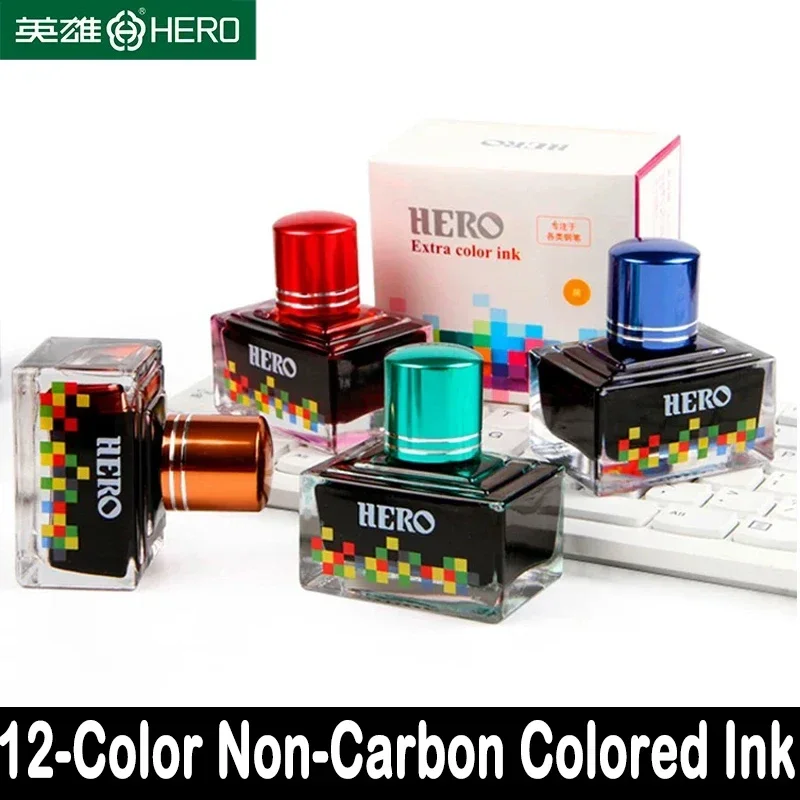 Imagem -02 - Herói Caneta Tinteiro Tinta 40ml Tinta Chinesa Multicolorido Vidro Engarrafado Escrita Desenho Cartucho Material Escolar de Escritório Papelaria