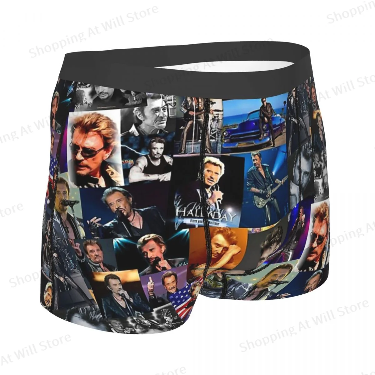 Johnny Hallyday Man\'s Boxer Briefs French Singer Highly Breathable Underpants High Quality Print Shorts Birthday Gifts