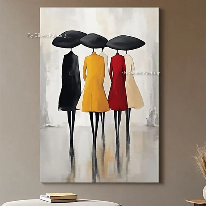 Hand Drawn Large Simplism Design Black White Abstract Home Wall Decor On Canvas New Fashional Beige White Thick Oil Painting