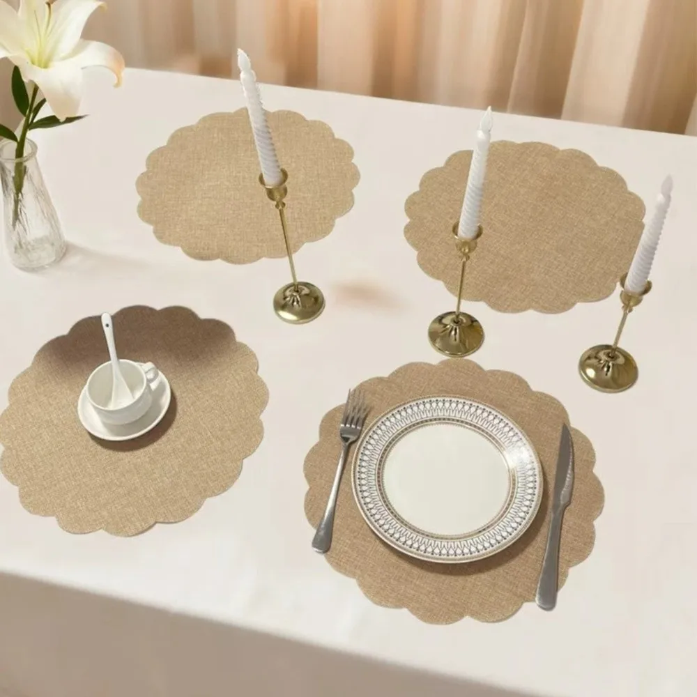 Sets de table ronds résistants à la chaleur en jute, décoration de table pour dîner et fête, napperons en toile de jute, décoration festive pour la maison