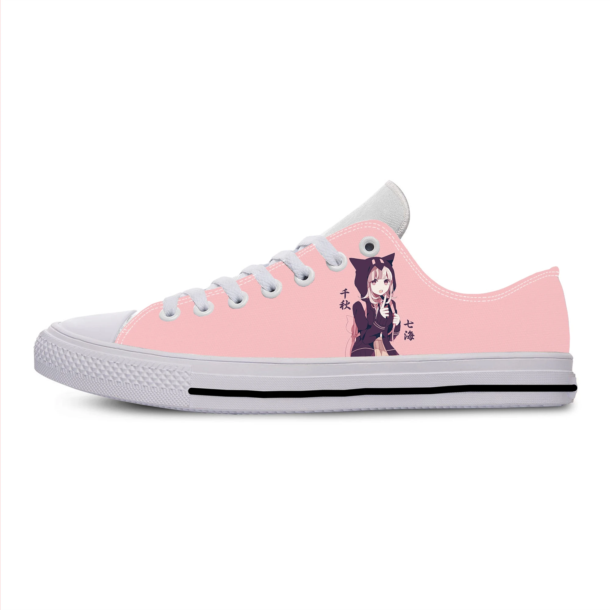 Anime Cartoon Manga Game Nanami Chiaki Danganronpa Casual Cloth Shoes Low Top Lightweight Breathable 3D Print Men Women Sneakers