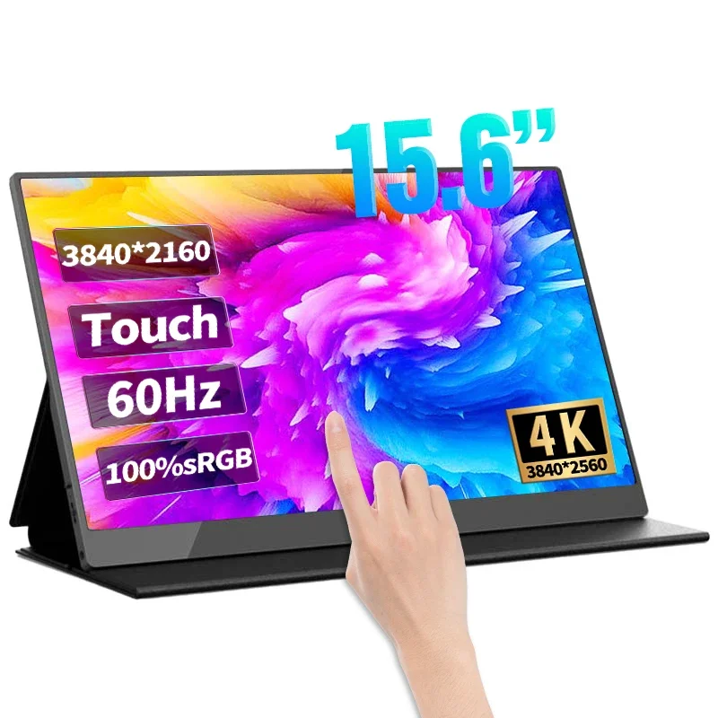 15.6 Inch 4K UHD Touch Screen Portable Monitor 100%sRGB FreeSync HDMI Type-C 3.1 Gaming Moblie Display For XBox PS4/5 Switch PC