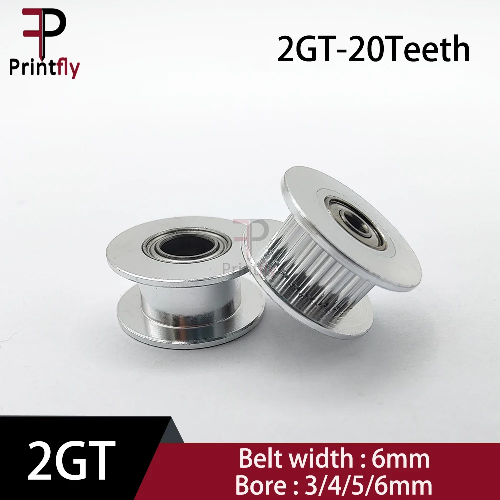 

Printfly 3D Printer 2GT 20Teeth Synchronus Wheel Idler Pulley GT2 Timing Pulley Width 6mm Bore3/4/5/6MM Gear For GT2 Timing Belt