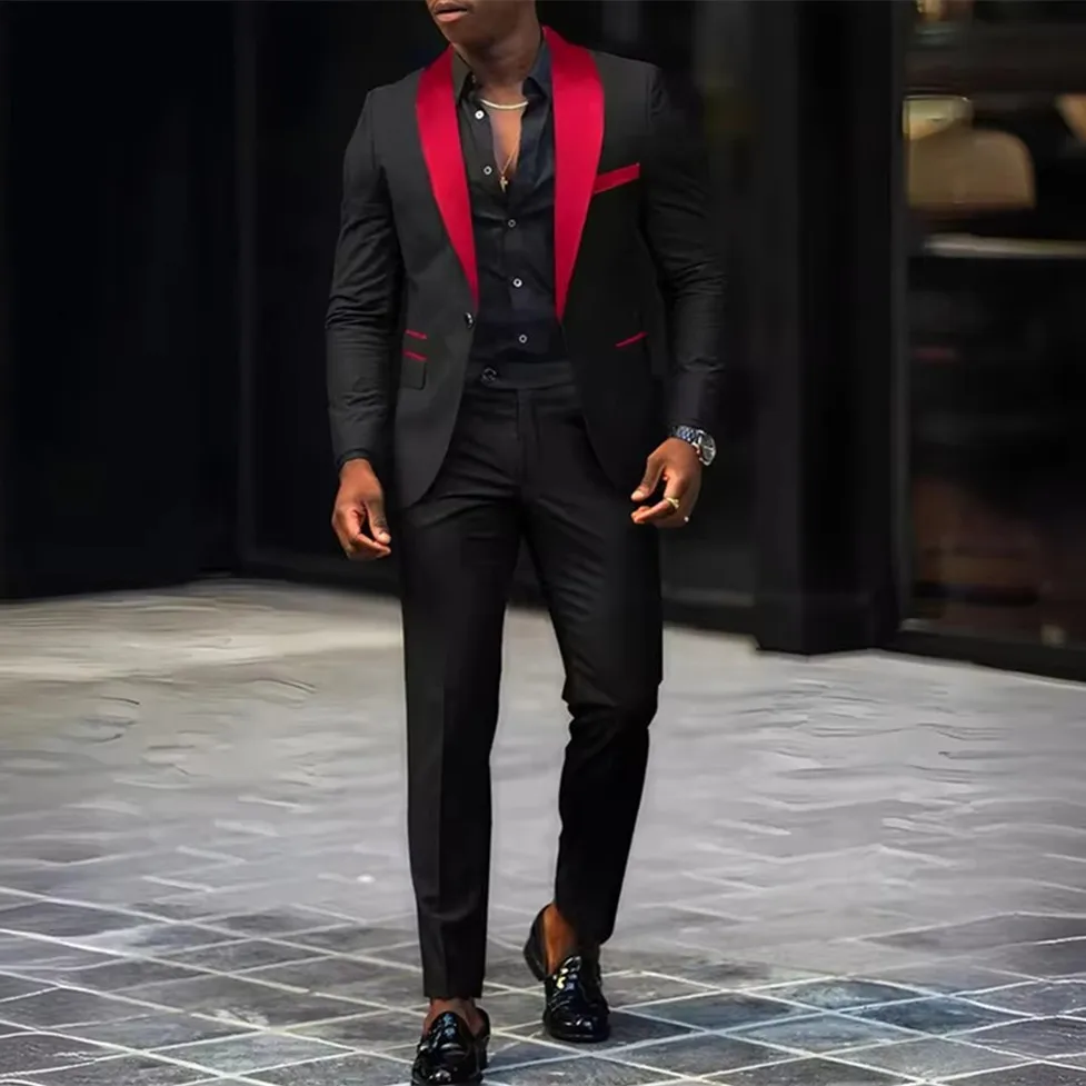 2-Piece Men's Suit Suitable For Wedding Business Suits, Single Button Jackets And Pants Sets, Slim Fit Jacket Sets