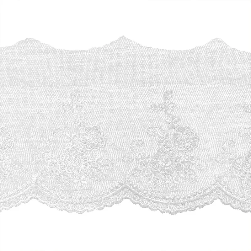5Yard/Lot Bright Mesh Polyester Seide Stickerei DIY Spitzen besatz weiß 9,5 cm breit Stoff Lolita Kleidung Kleid Accessoires – Detail 6