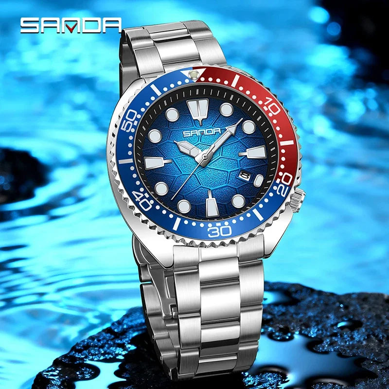 SANDA Classic Business Men's Quartz Watch Luminous Calendar Waterproof Steel Strap Casual Fashion Watches for Man Reloj Hombre