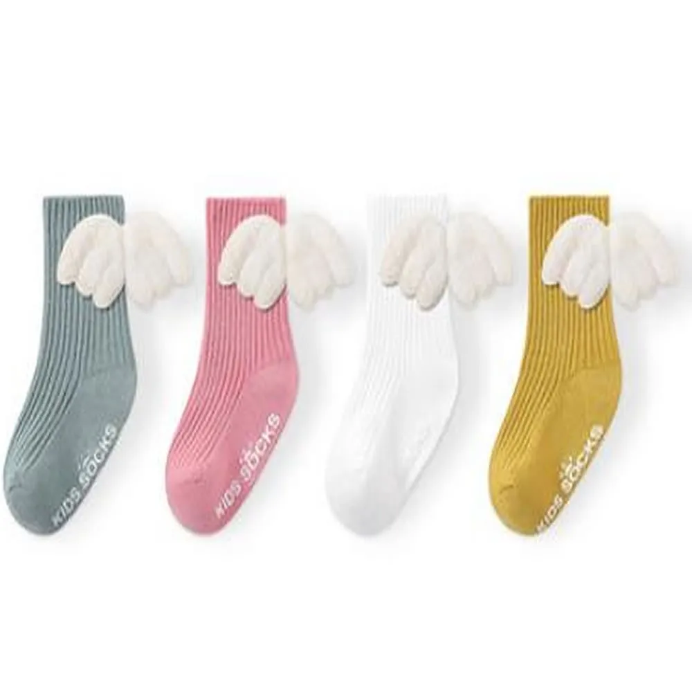 

New Baby Girls Knee High Socks Angelwing Summer Autumn Cotton Socks Solid Candy Color Kids Toddler Short Socks