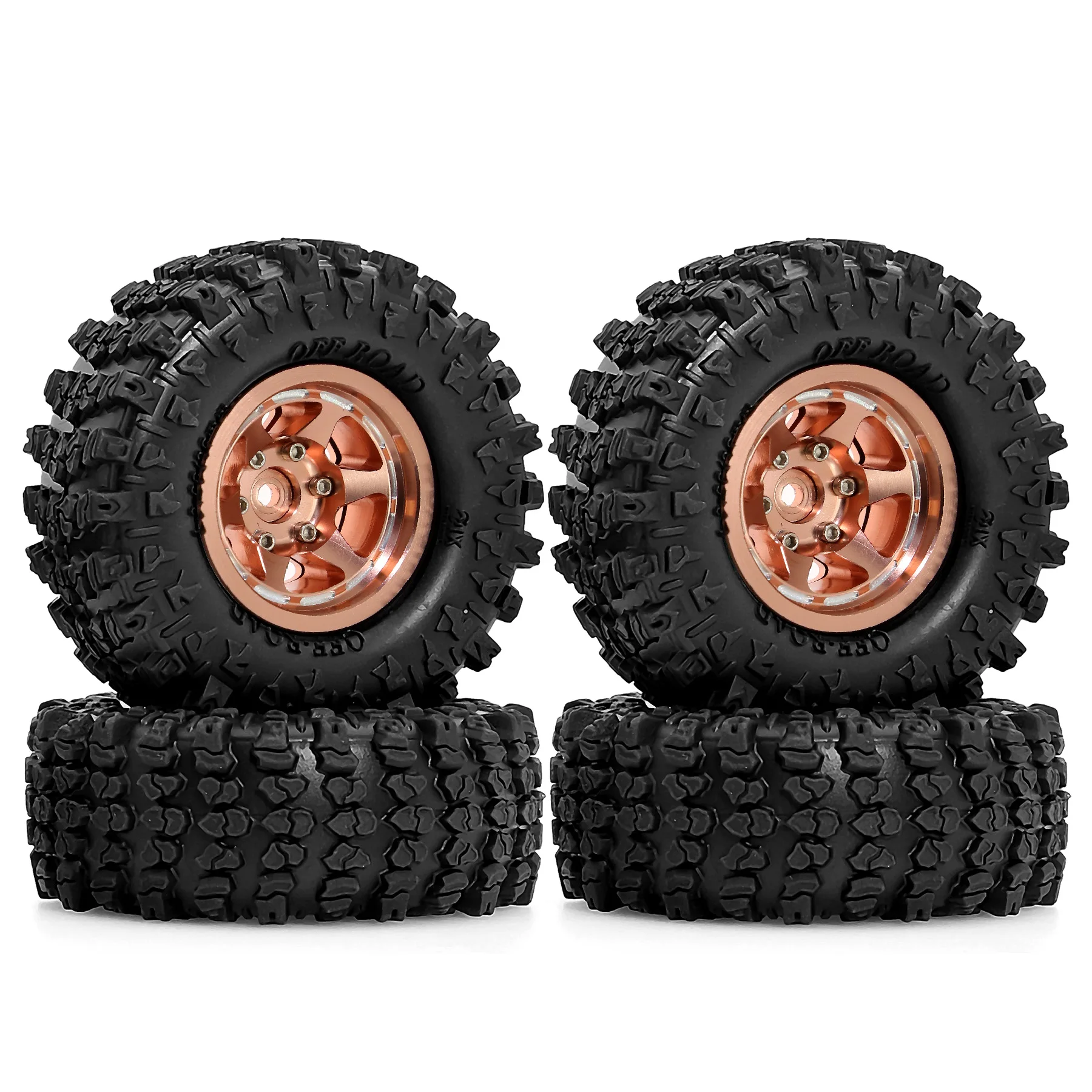 

1.3" Wheels Tires Set Offset -3.75mm Beadlock Wheels for Axial SCX24 AX24 TRX4M Upgrade 1/18 1/24 RC Crawler Parts