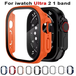 Glass+Case For Apple Watch Ultra 2 49mm strap smartwatch PC Bumper+Screen Protector Tempered Cover iwatch ultra band Accessories