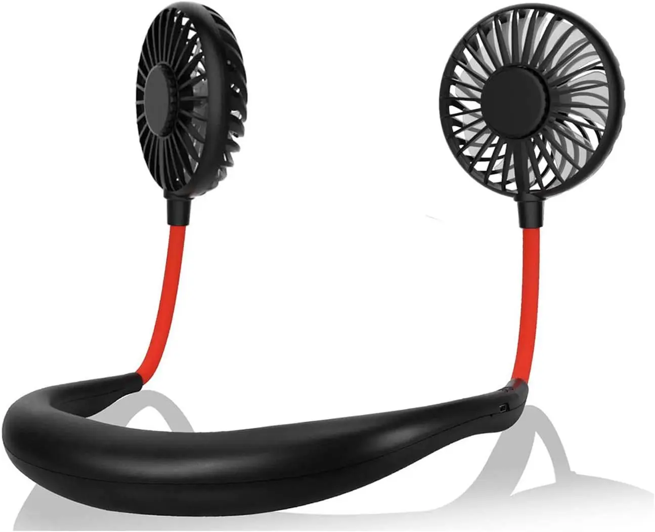 

Portable Neck Fan, USB Rechargeable, 3 Speeds, LED Lights - Black