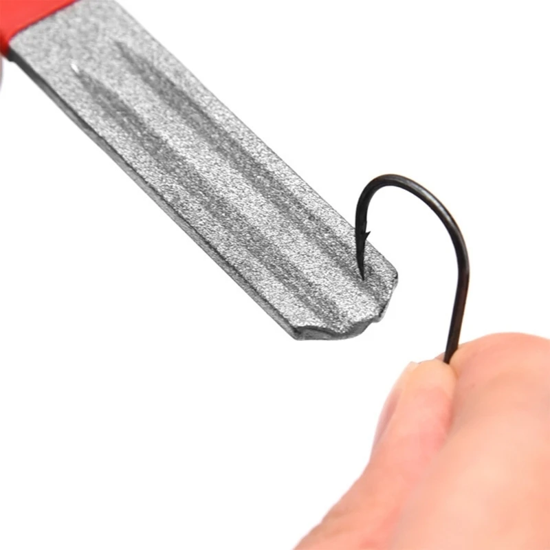 Fishing Grinding Hook Double-side File Fishing Tackle Sharpening Hone Hook Sharpener Tool Grooves Polishing Stone 4XBB