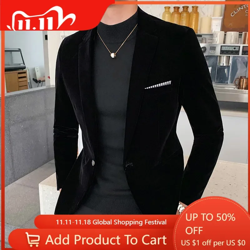 Burgundy Velvet Blazers for Men Fashion Casual Suits Jackets Men Wedding Groom Singer Costume Slim Blazer Formal Wear Dress 5XL