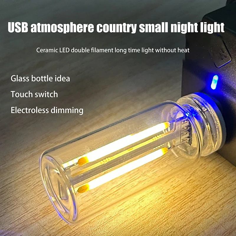 1PC Bedroom DIY Decoration USB Touch Control LED Filament Night Light Atmosphere Light Edison Bulb Incandescent Lamp image 3