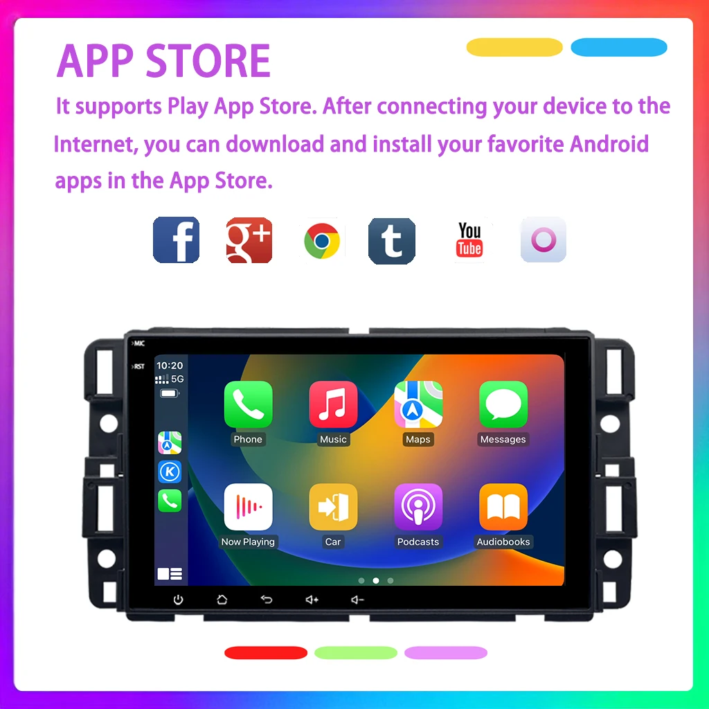 8 polegadas Android 13 Carplay Android Auto Multimedia Player para GMC Chevrolet (2007-2012) WIFI 4G GPS Rádio
