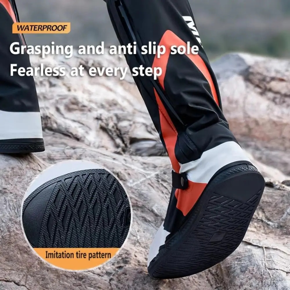 Waterproof Motorcycle Shoe Covers High Tube PVC Overshoes Motorbike Rain Foot Cover Non-slip Double Layer Rainproof Shoes Cover