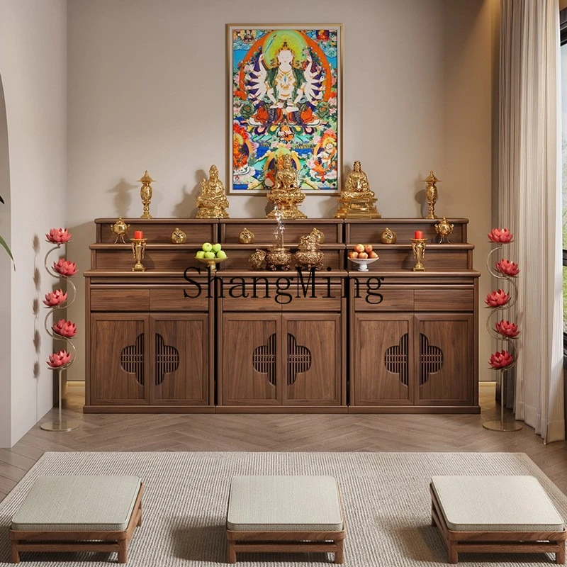 

SM household old elm three-layer table for incense case solid wood new Chinese ladder Shentai Buddhist hall for Buddha table